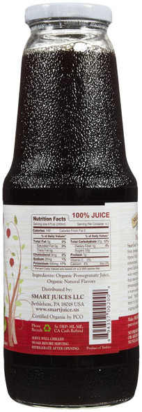 SMART JUICE: 100% Juice Organic Pomegranate, 33.8 oz New
