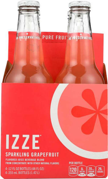 IZZE BEVERAGE: Sparkling Grapefruit Juice 4 count (12 oz each), 48 oz New