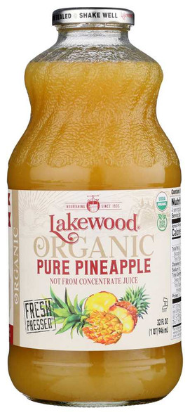 LAKEWOOD ORGANIC: 100% Pure Pineapple Juice, 32 oz New