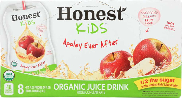 HONEST: Kids Organic Juice Drink Appley Ever After 8 Count, 54 Oz New