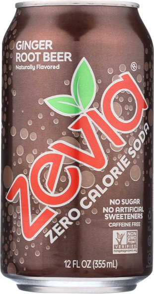 ZEVIA: All Natural Zero Calorie Soda Ginger Root Beer 6-12 fl oz, 72 fl oz New