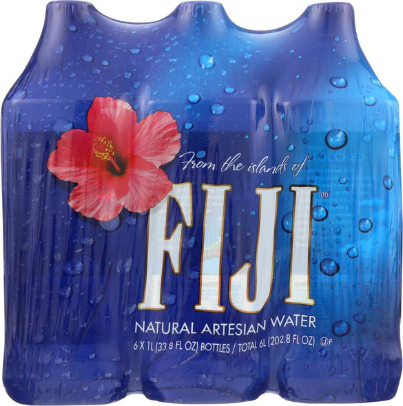 FIJI WATER: Natural Artesian Water 1 liter bottles, 6 pc New