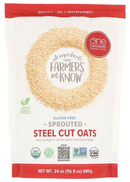 ONE DEGREE: Organic Sprouted Steel Cut Oats, 24 oz New