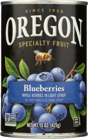 OREGON: Blueberries In Light Syrup, 15 oz New