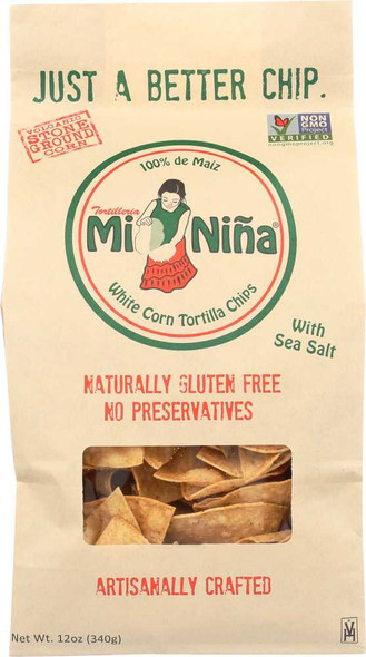 MI NINA: Chips Tortilla Sea Salt, 12 oz New