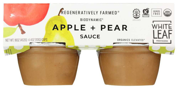 WHITE LEAF PROVISIONS: Applesauce Pear 4Pk, 16 oz New