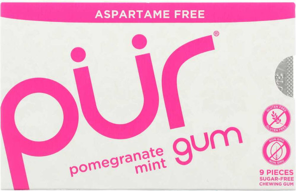 PUR GUM: Aspartame Free Gum Pomegranate Mint, 9 pc New