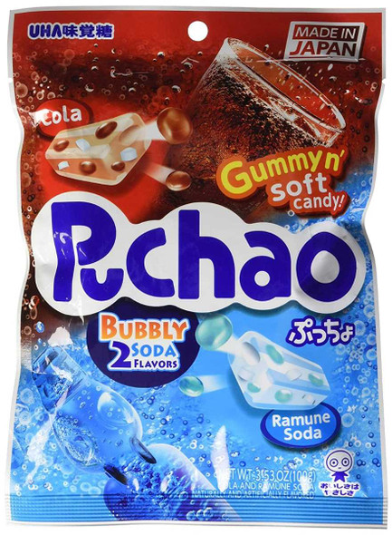 UHA MIKAKUTO: Puchao Cola And Ramune Soda Gummy Candy, 3.53 oz New