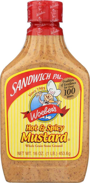 WOEBER: Mustard Sandwich Pal Hot and Spicy, 16 oz New