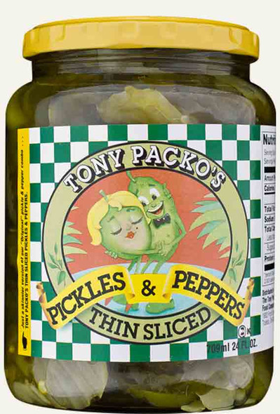 TONY PACKOS: Packo Thin Slcd Pickles & Pep, 24 oz New