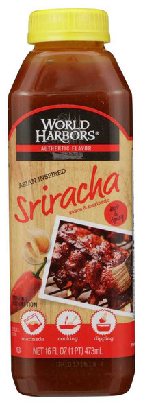 WORLD HARBORS: Marinade Asian Inspired Sriracha Hot and Spicy, 16 oz New