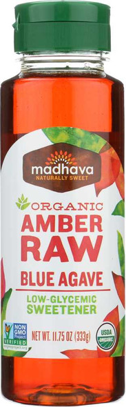 MADHAVA: Organic Amber Raw Blue Agave, 11.75 oz New