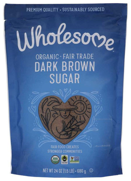 WHOLESOME SWEETENERS: Organic Dark Brown Sugar, 24 oz New