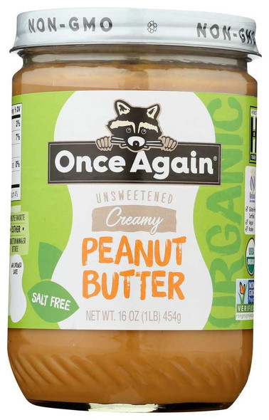 ONCE AGAIN: Organic Peanut Butter Creamy No Salt, 16 oz New