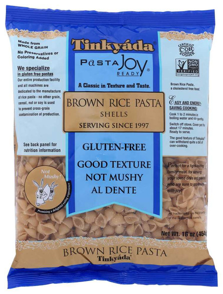 TINKYADA: Brown Rice Pasta Shells With Rice Bran, 16 oz New