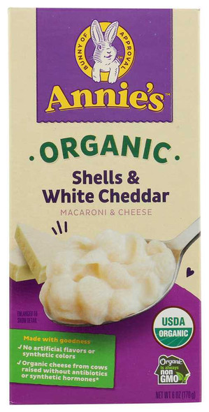 ANNIE'S HOMEGROWN: Organic Shells and White Cheddar Macaroni and Cheese, 6 Oz New