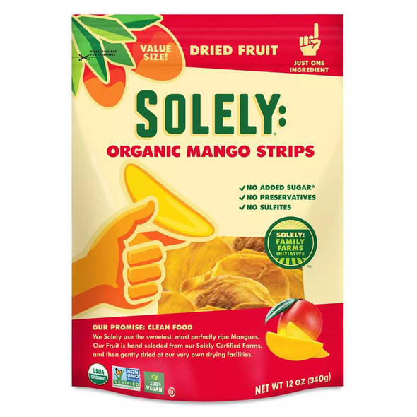 SOLELY: Organic Dried Mango Strips, 12 oz New