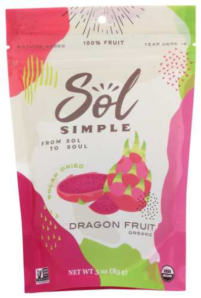 SOL SIMPLE: Solar Dried Organic Dragon Fruit, 3 oz New
