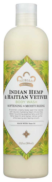 NUBIAN HERITAGE: Indian Hemp & Haitian Vetiver Body Wash, 13 oz New
