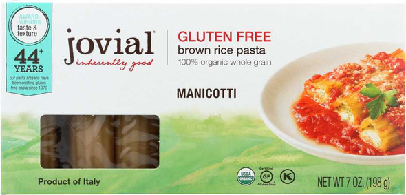 JOVIAL: Organic Brown Rice Pasta Manicotti, 7 oz New