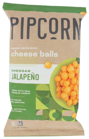 PIPCORN: Cheddar Jalapeno Cheese Balls, 4.50 oz New