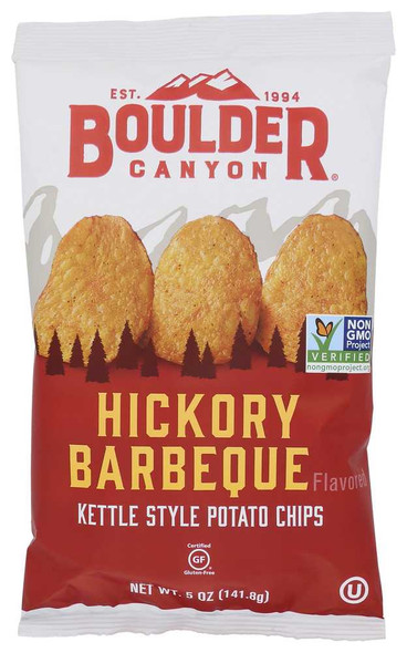 BOULDER CANYON: Hickory Barbeque Kettle Cooked Potato Chips, 5 oz New