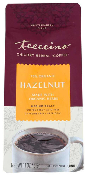 TEECCINO: Mediterranean Herbal Coffee Hazelnut Medium Roast Caffeine Free, 11 oz New