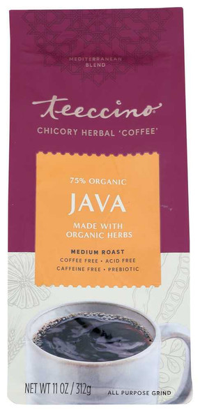TEECCINO: Herbal Coffee Mediterranean Java Medium Roast Caffeine-Free, 11 oz New