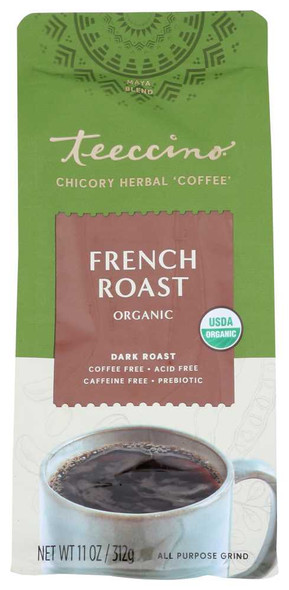 TEECCINO: Organic Herbal Coffee Alternative French Roast Caffeine Free, 11 oz New