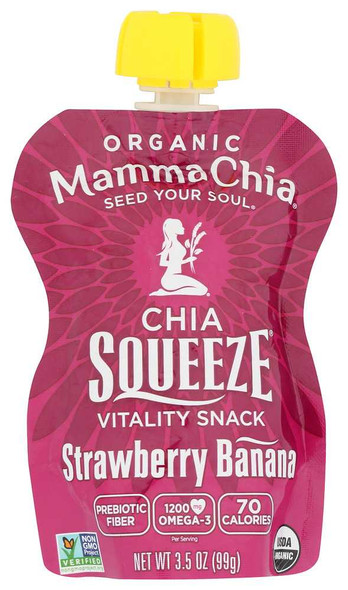 MAMMA CHIA: Organic Chia Squeeze Vitality Snack Strawberry Banana, 3.5 oz New
