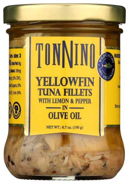 TONNINO: Tuna Fillets with Lemon & Peppers in Olive Oil, 6.7 oz New