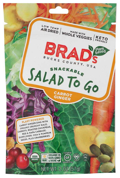 BRADS PLANT BASED: Salad To Go Carrot Ginger, 2 oz New
