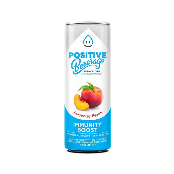 POSITIVE BEVERAGE: Perfectly Peach Zero Calorie Sparkling Water, 12 fo New