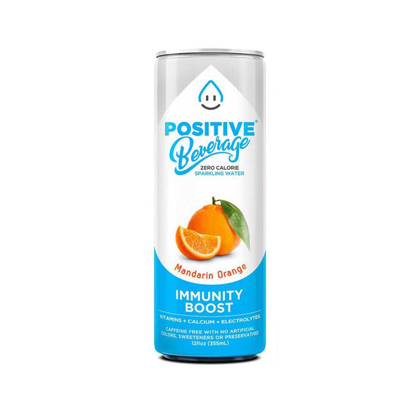 POSITIVE BEVERAGE: Mandarin Orange Zero Calorie Sparkling Water, 12 fo New