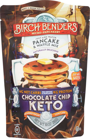 BIRCH BENDERS: Keto Chocolate Chip Pancake and Waffle Mix, 10 oz New