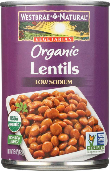 WESTBRAE NATURAL: Vegetarian Organic Lentil Beans, 15 oz New