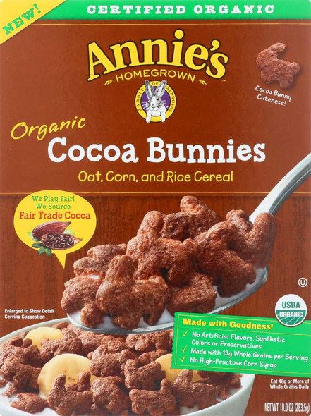 ANNIES HOMEGROWN: Organic Cocoa Bunnies Cereal, 10 oz New