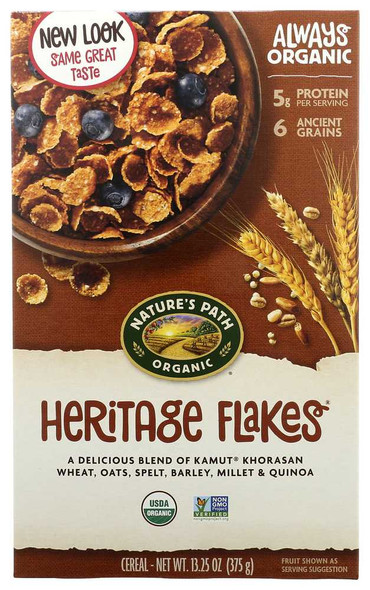 NATURES PATH: Organic Heritage Flakes Cereal Whole Grain, 13.25 oz New