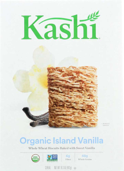 KASHI: Organic Whole Wheat Biscuit Cereal Island Vanilla, 16.3 oz New