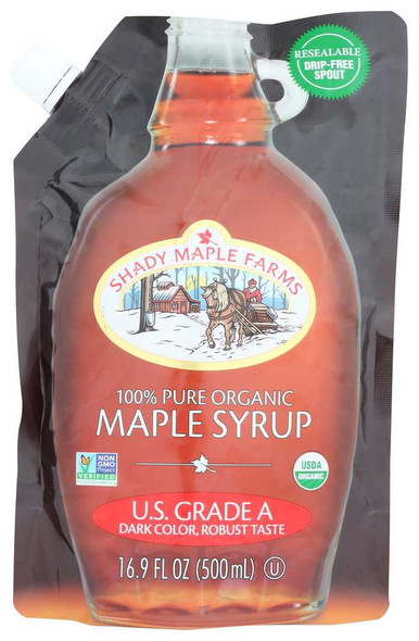 SHADY MAPLE FARM: Organic Maple Syrup Dark Robust, 16.9 oz New