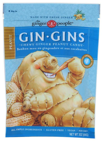 GINGER PEOPLE: Gin Gins Peanut Chewy Ginger Candy, 3 oz New