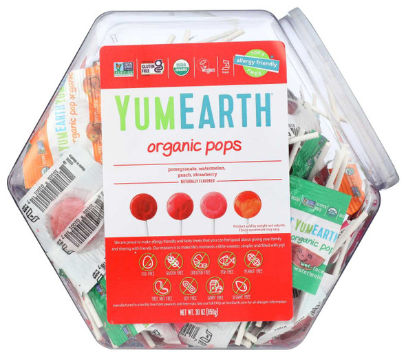 YUMMY EARTH: Organic Lollipops Counter Top Bin Assorted, 30 oz New