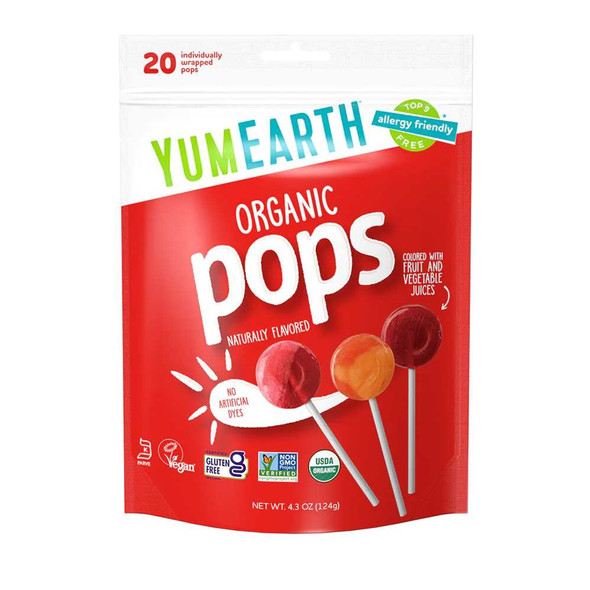 YUMEARTH ORGANICS: Assorted Organic Pops 20 Pops, 4.3 oz New