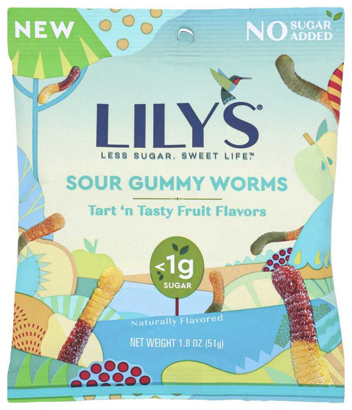LILYS SWEETS: Sour Gummy Worms, 1.8 oz New
