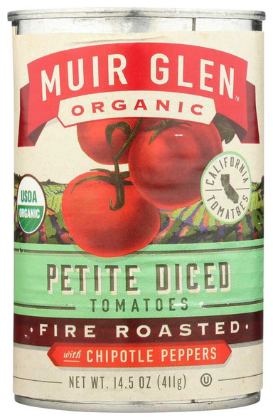 MUIR GLEN: Tomato Fire Roasted Diced With Chipotle, 14.5 oz New