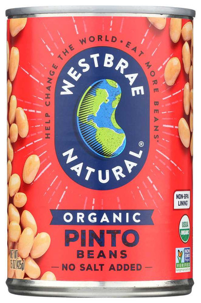 WESTBRAE: Organic Pinto Beans No Salt Added, 15 oz New