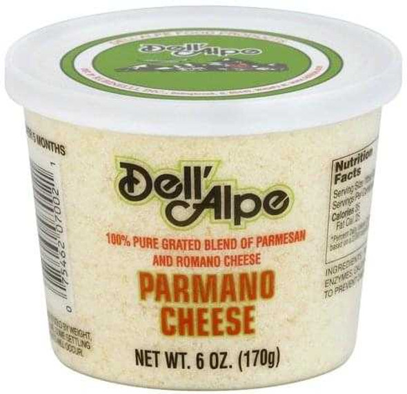 DELL ALPE: Grated Parmano Cheese, 6 oz New