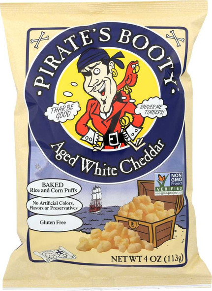 PIRATE'S BOOTY: Baked Rice and Corn Puffs Aged White Cheddar, 4 oz New