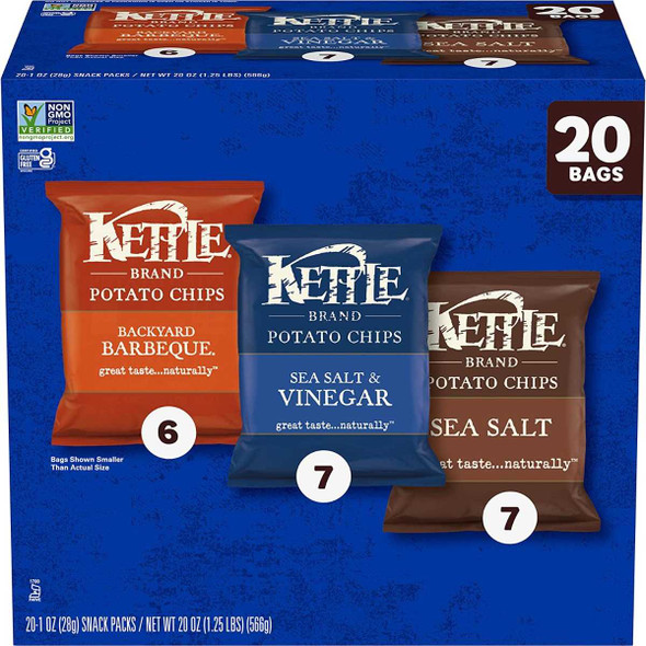 KETTLE FOODS: Variety Pack Potato Chips, 20 oz New