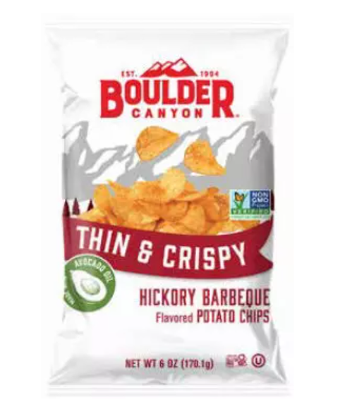BOULDER CANYON: Thin and Crispy Hickory BBQ Potato Chips, 6 oz New